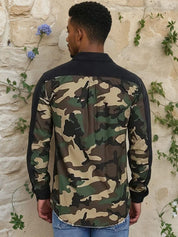 Kotty Abstract Printed Open Front Cotton Denim Jacket