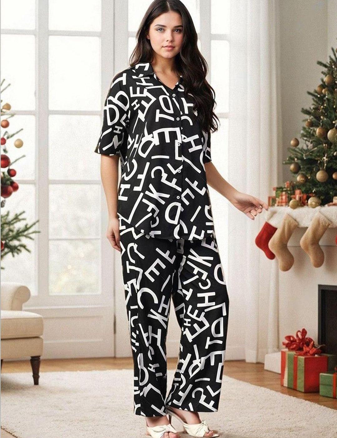 Kotty Printed Short Sleeves Shirt With Trousers