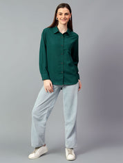 Kotty Women Comfort Spread Collar Solid Oversized Casual Shirt