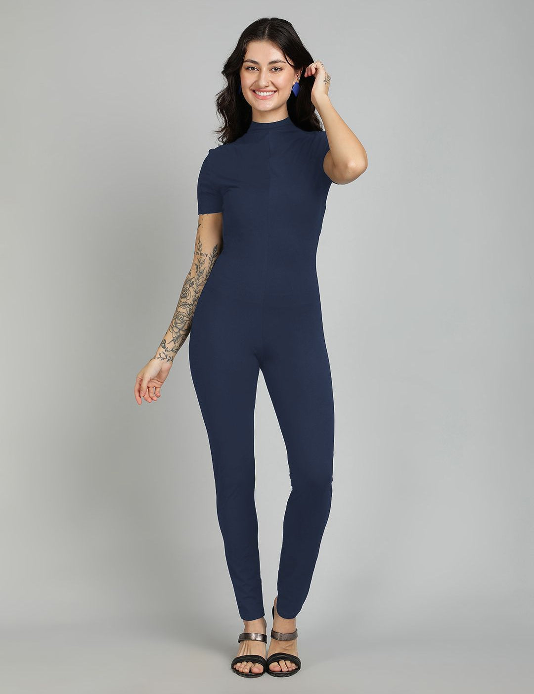 Kotty Women Mock Neck Basic Jumpsuit