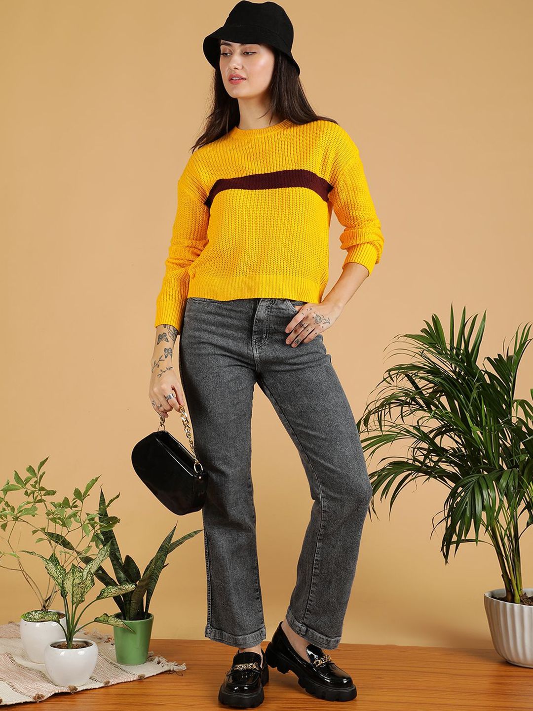 Kotty Women Colourblocked Pullover Cotton Sweaters