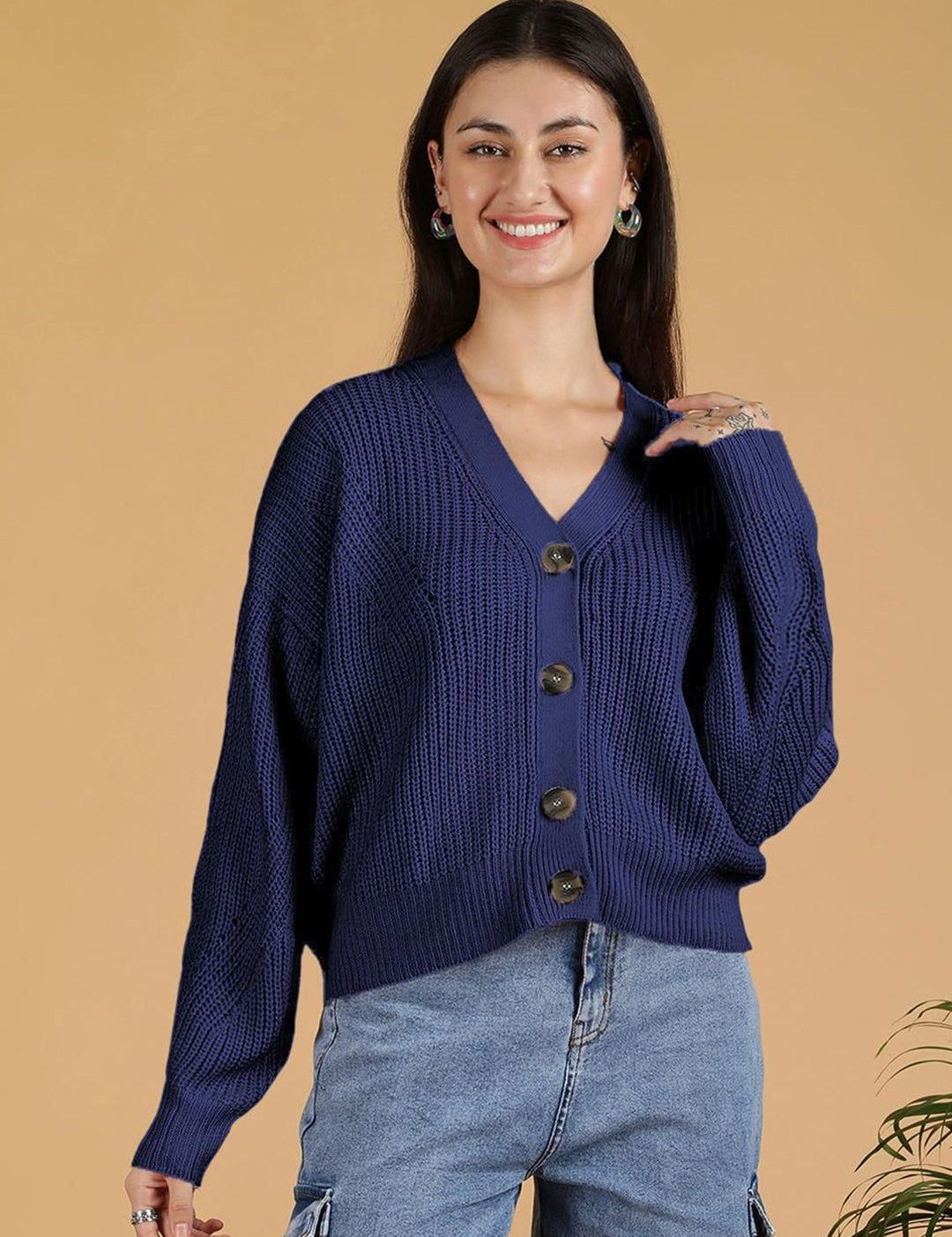 Kotty Women Long Sleeves Woolen Cardigan