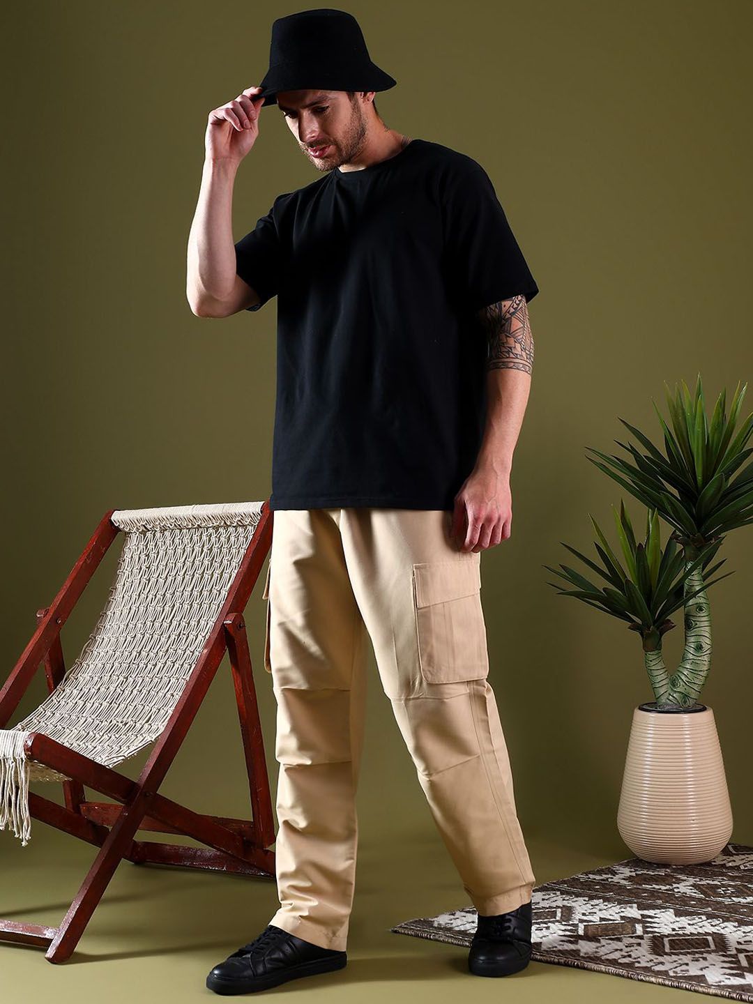 Kotty Men Relaxed Easy Wash Cargos Trousers