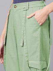 Kotty Women Relaxed High-Rise Easy Wash Cargos Trousers