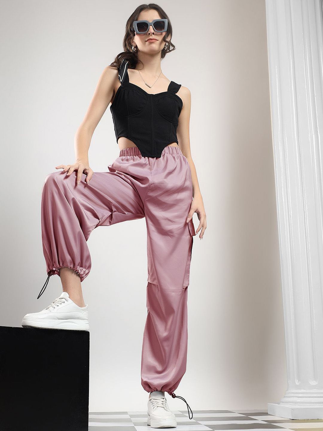 Kotty Women Jogger High-Rise Parachute Trousers