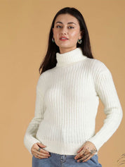 Kotty Women Self Design Cable Knit Pullover Sweater 
