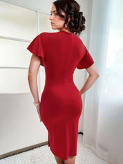 Kotty Women Flutter Sleeve Bodycon Midi Dress