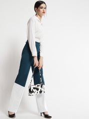 Kotty Women Colourblocked High-Rise Straight Fit Easy Wash Regular Trousers