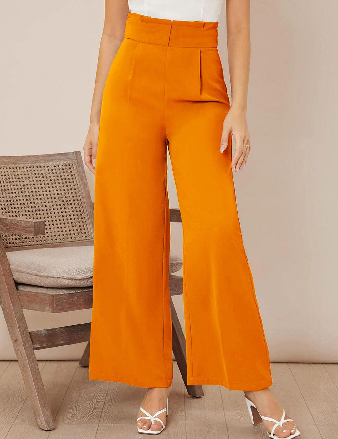 Kotty Women High-Rise Easy Wash Pleated Wide Leg Trousers