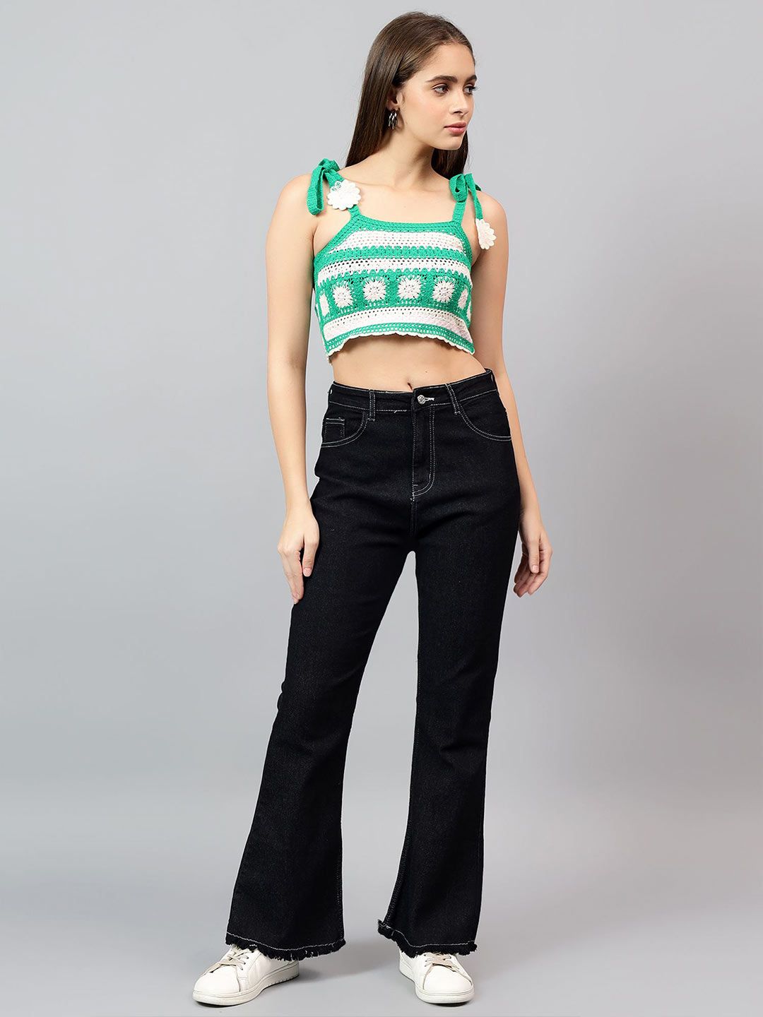 Kotty Embellished Cotton Crochet Crop Top
