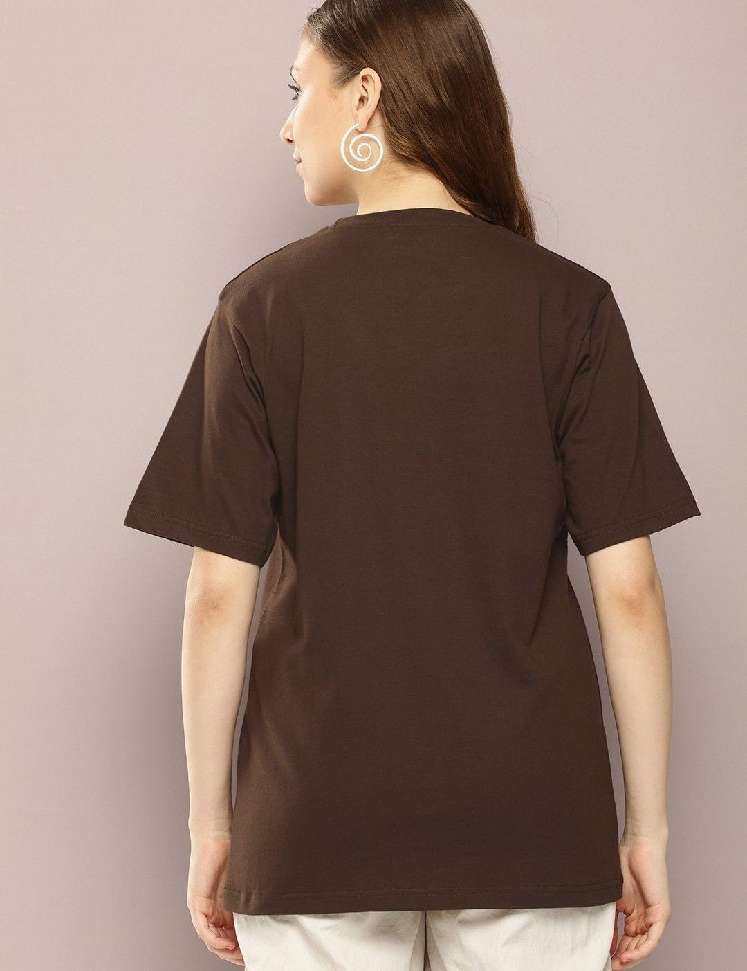 Kotty Graphic Printed Round Neck Drop-Shoulder Sleeves Oversized T-shirt