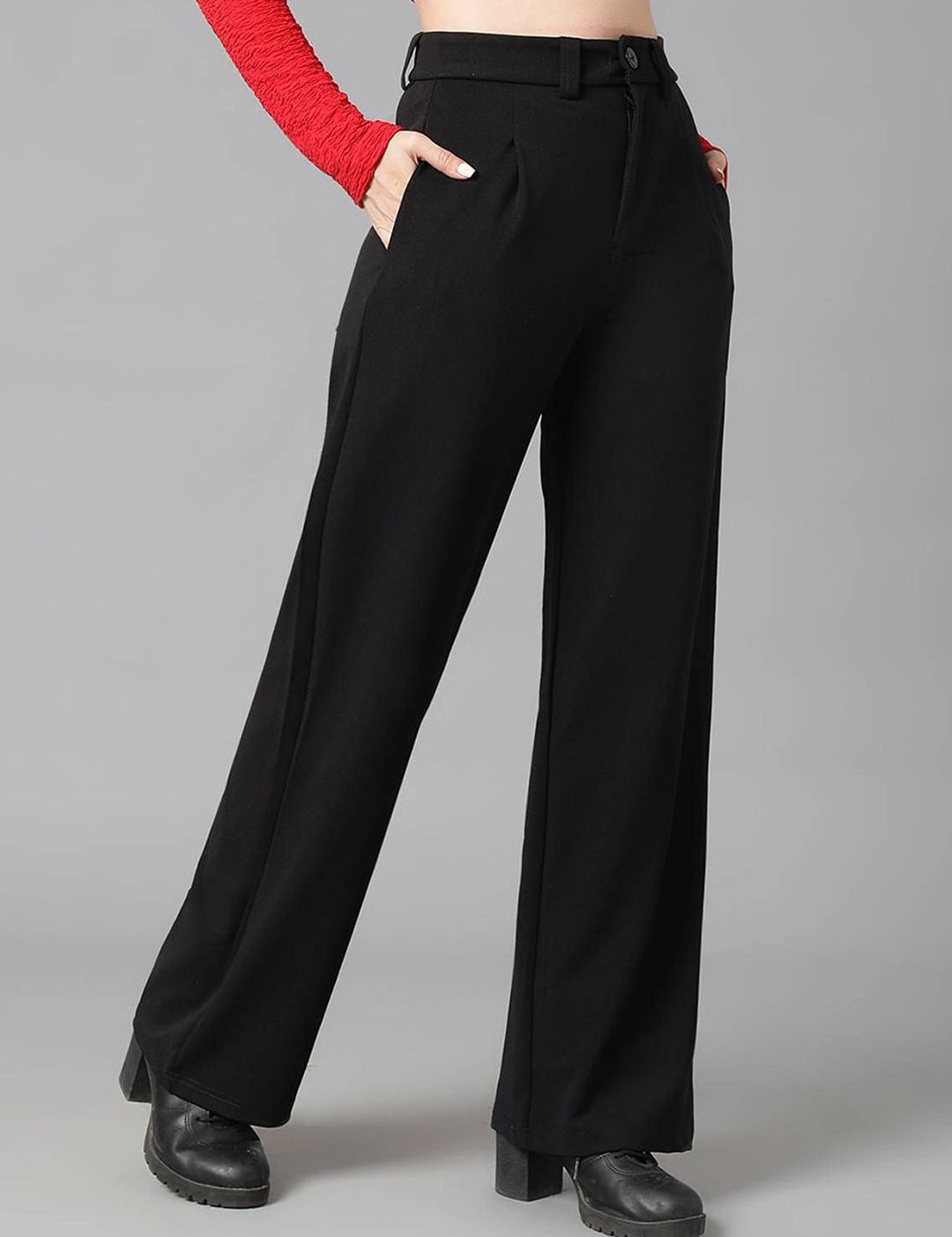 Kotty Women Relaxed Straight Leg High-Rise Trousers