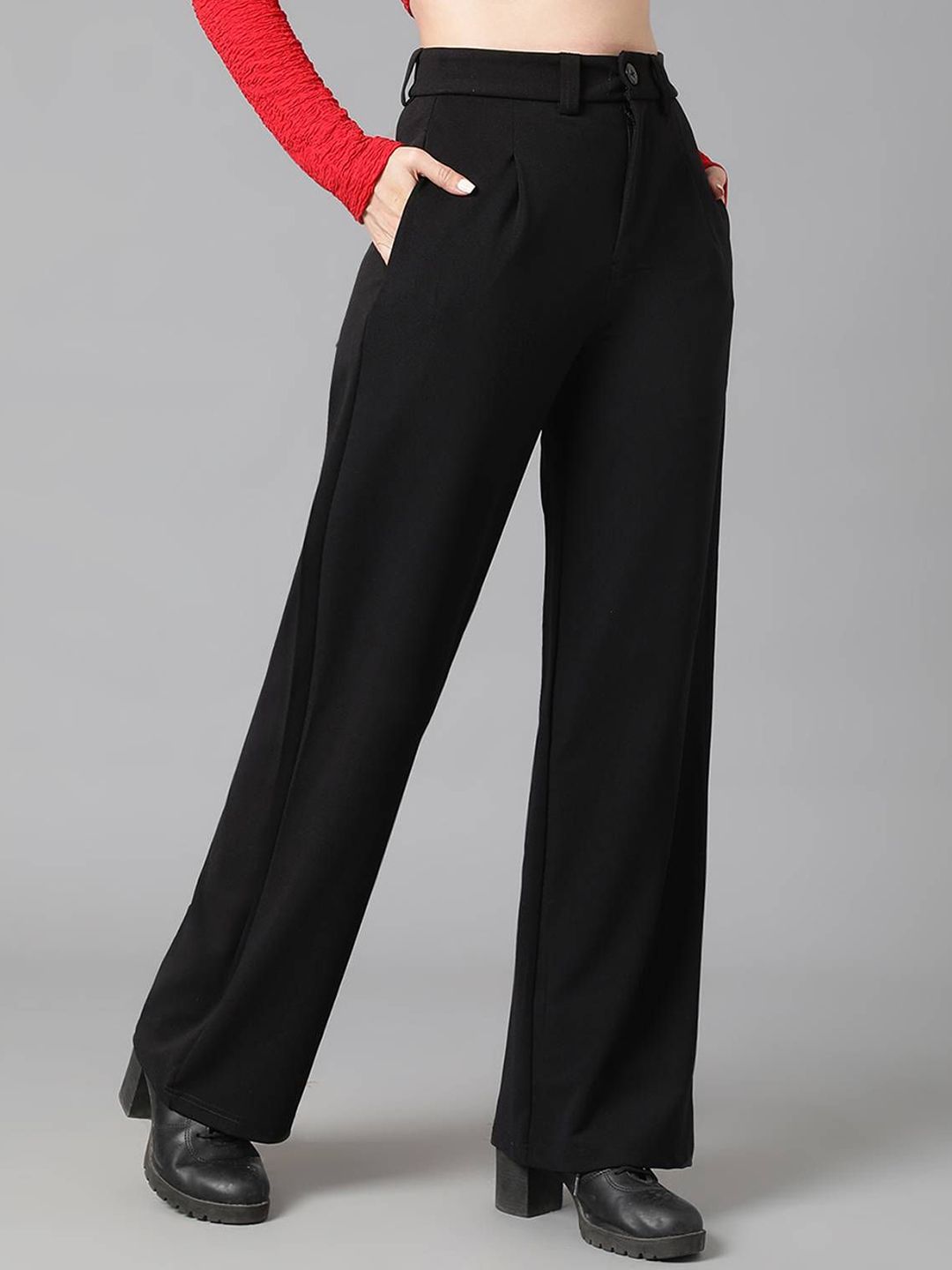 Kotty Women Relaxed Straight Leg High-Rise Trousers