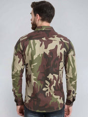 Kotty Men Spread Collar Camouflage Printed Denim Cotton Jacket