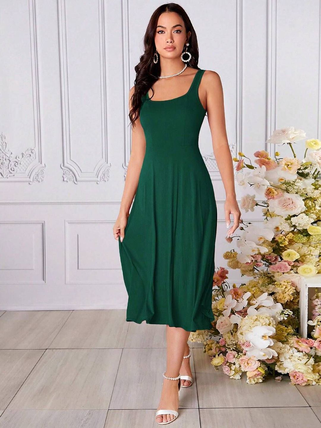 Kotty Women Sleeveless Fit & Flare Midi Dress