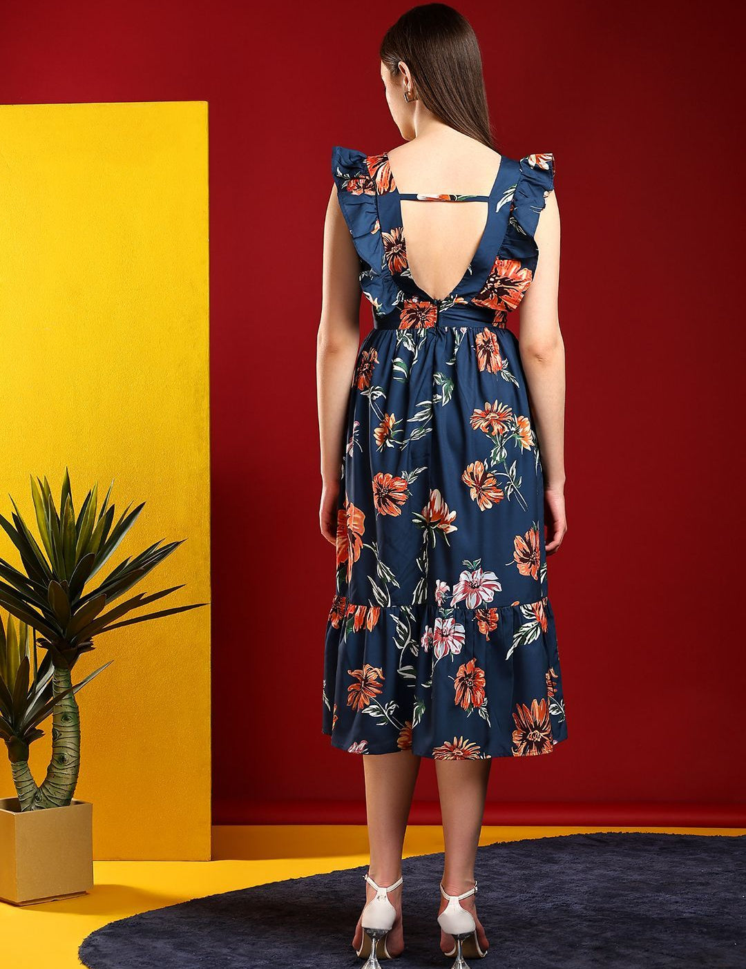 Kotty Print Crepe Fit & Flare Midi Dress