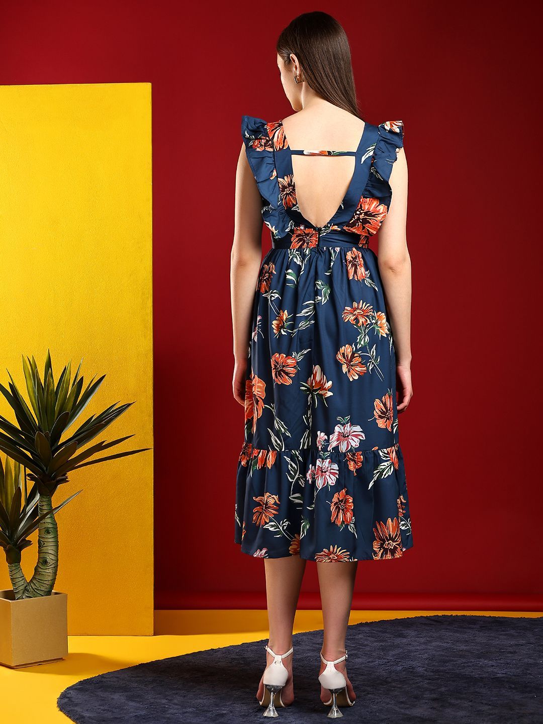 Kotty Print Crepe Fit & Flare Midi Dress