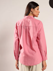 Kotty Women Relaxed Fit Solid Spread Collar Cotton Formal Shirt