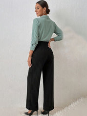 Black Straight Fit High-Rise Trousers for Women | Kotty