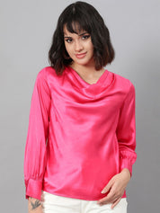 Kotty Women Cowl Neck Satin Top