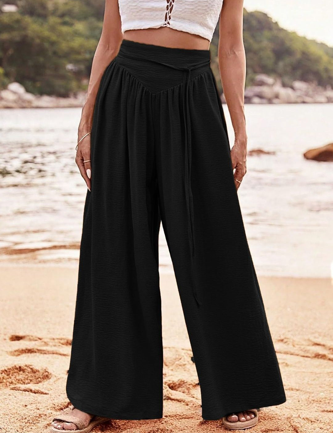 Kotty Women Wide Leg High-Rise Easy Wash Trousers