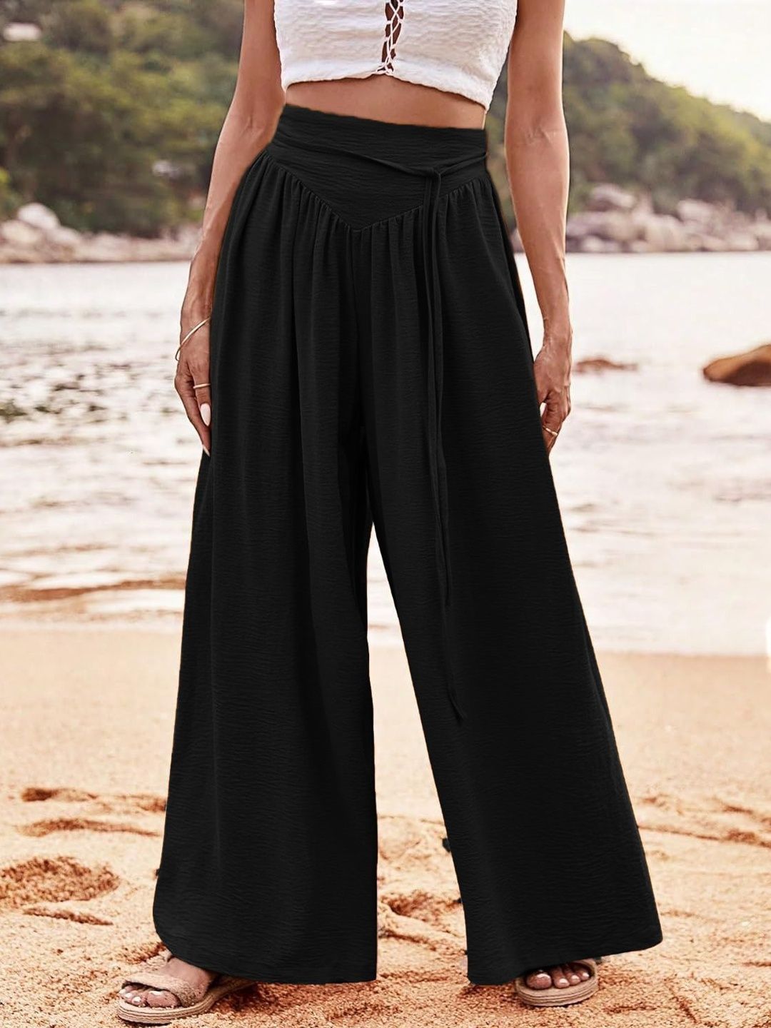Kotty Women Wide Leg High-Rise Easy Wash Trousers