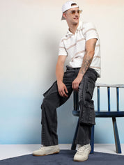 Kotty Men Straight Fit Low-Rise Wrinkle Free Pleated Cargos Trousers