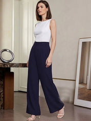 Blue Relaxed Fit High-Rise Trousers for Women | Kotty