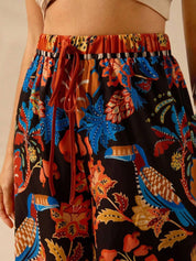 Kotty Women Floral Printed Relaxed Flared High-Rise Trousers