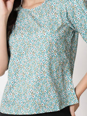 Kotty  Women Floral Printed Puff Sleeve Top