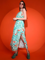 Kotty Women Floral Printed Shoulder Straps Maxi Dress