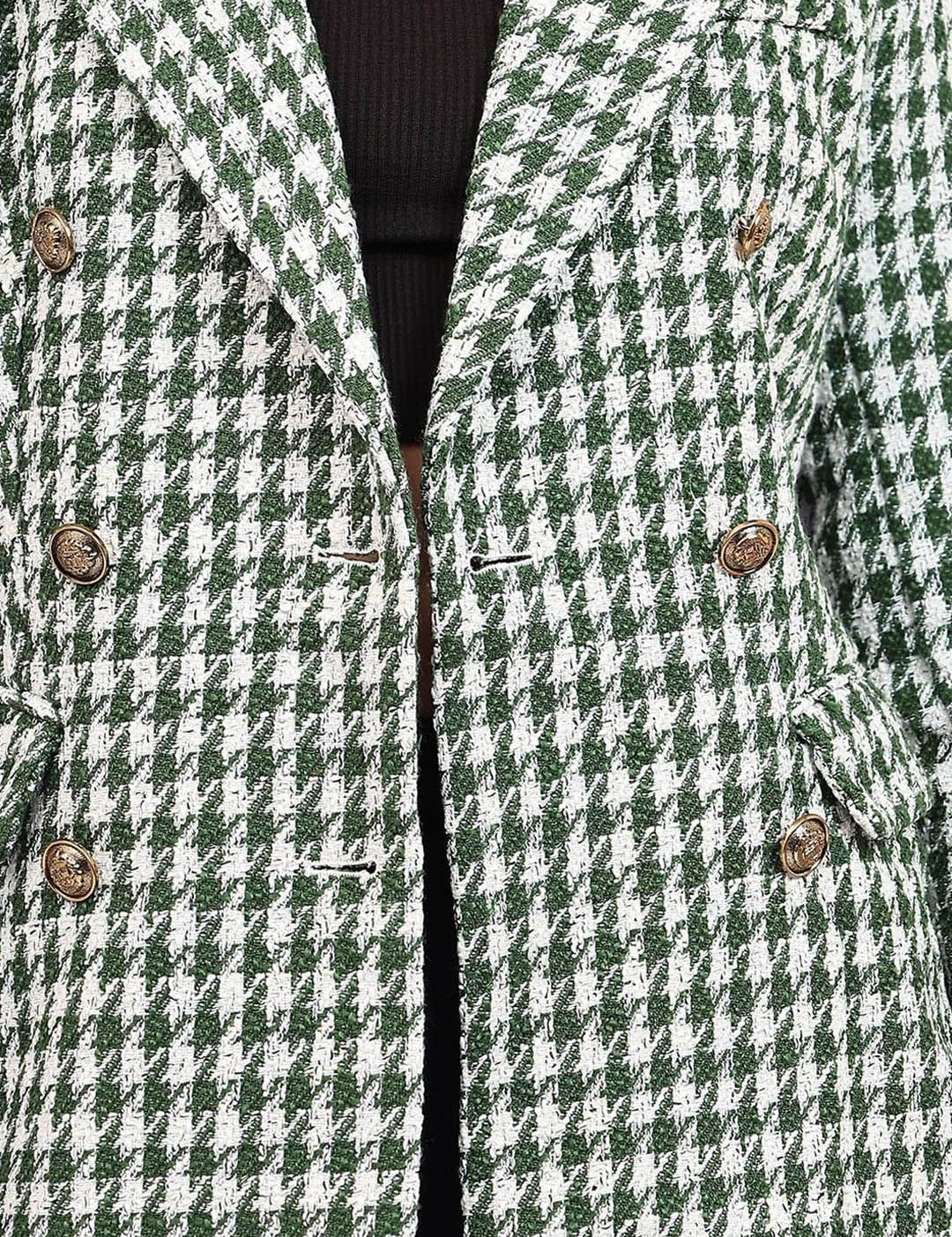 Kotty Notched Lapel Collar Checked Single Breasted Blazer