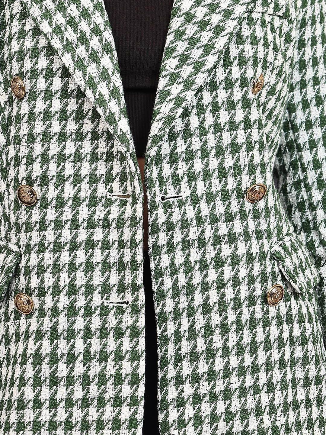 Kotty Notched Lapel Collar Checked Single Breasted Blazer