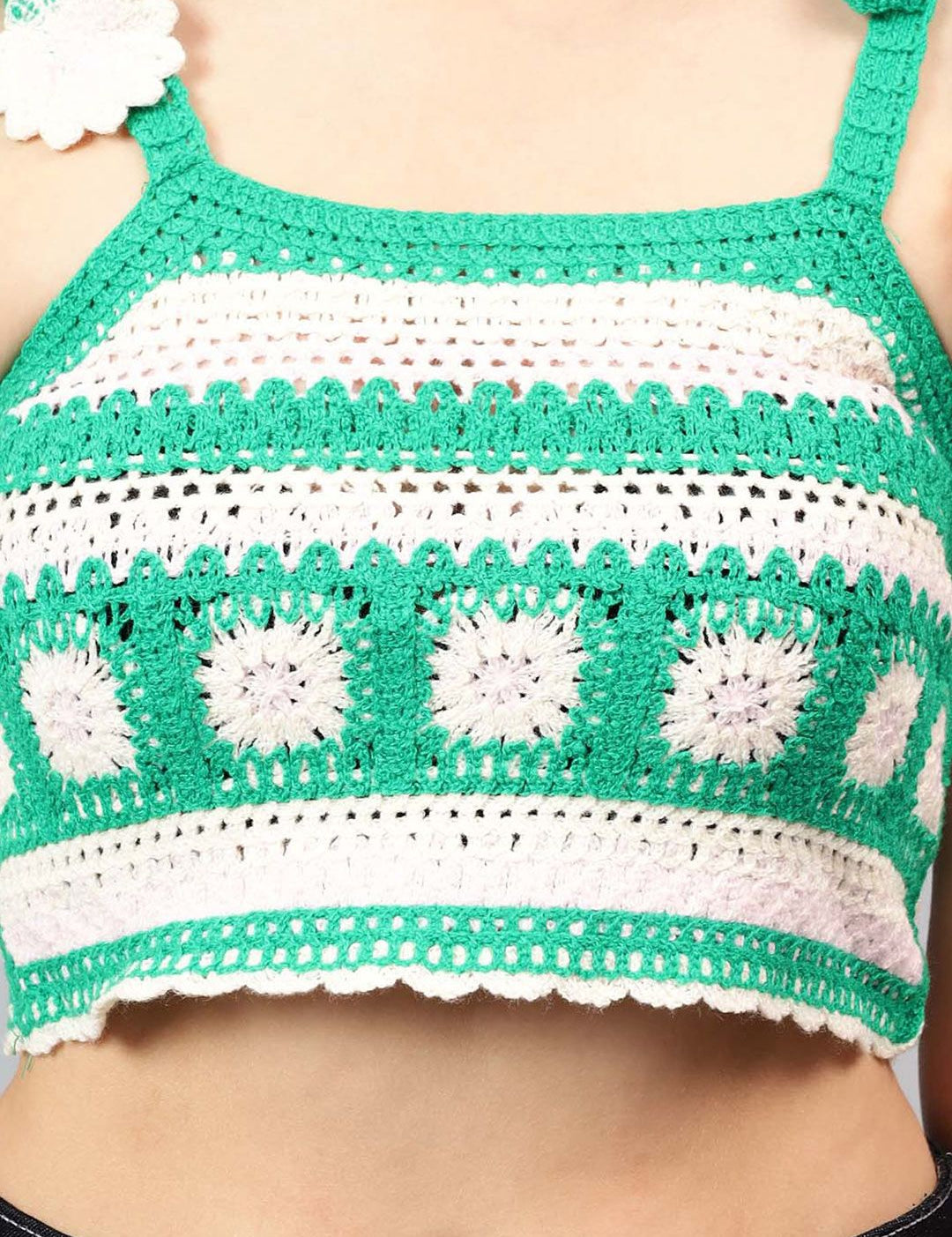 Kotty Embellished Cotton Crochet Crop Top