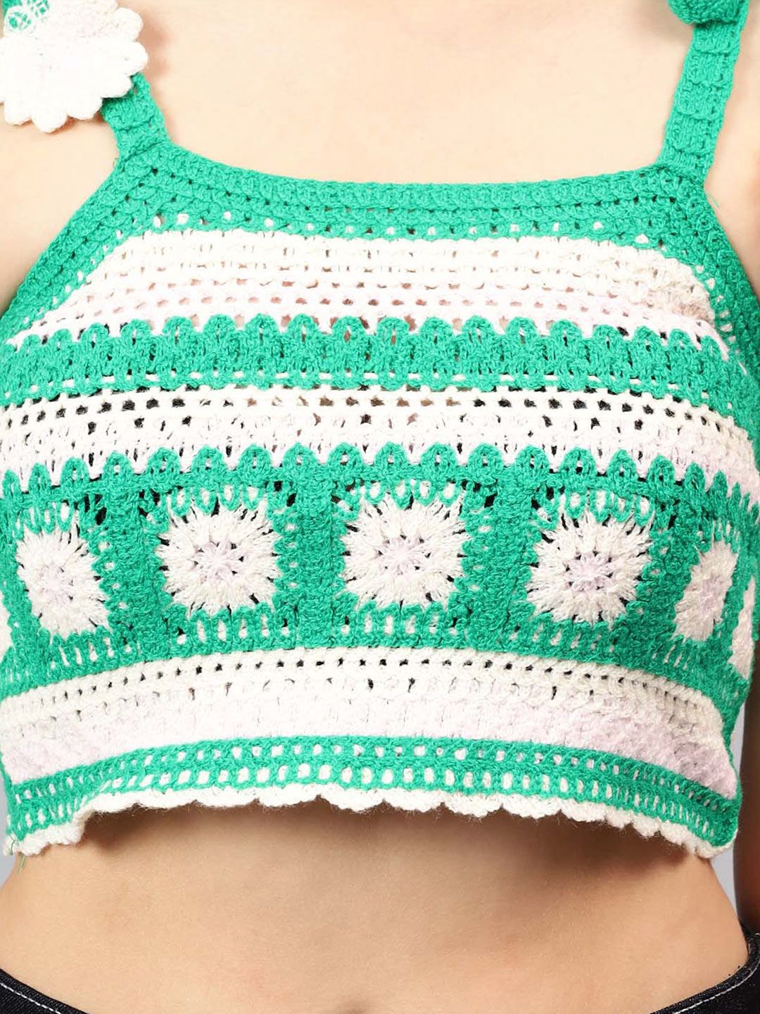Kotty Embellished Cotton Crochet Crop Top