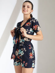 Kotty Women Printed Short Sleeves Jumpsuit