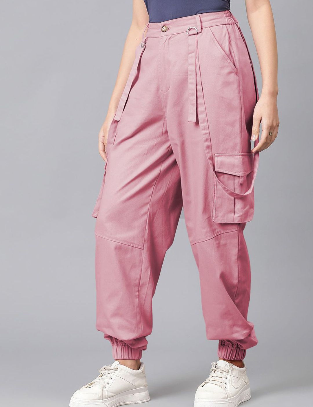 Kotty Women Relaxed High-Rise Easy Wash Cargos Trousers