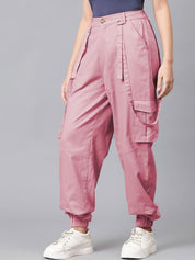 Kotty Women Relaxed High-Rise Easy Wash Cargos Trousers