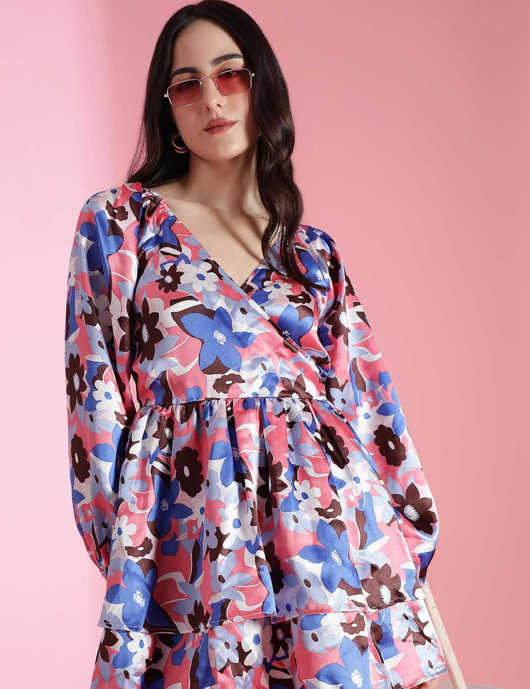Kotty Women Floral Printed Puff Sleeve Fit & Flare Dress