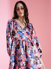 Kotty Women Floral Printed Puff Sleeve Fit & Flare Dress