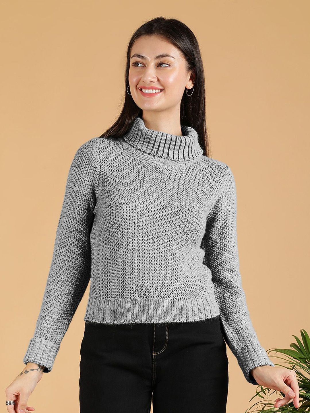 Kotty Women Turtle Neck Crop Pullover Sweaters