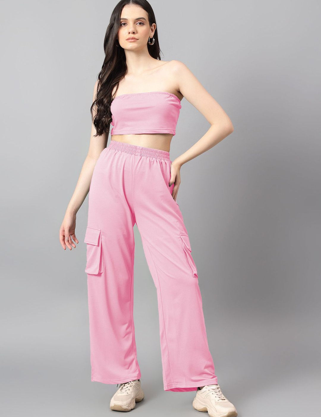 Kotty Pink Off-Shoulder Top With Trouser 