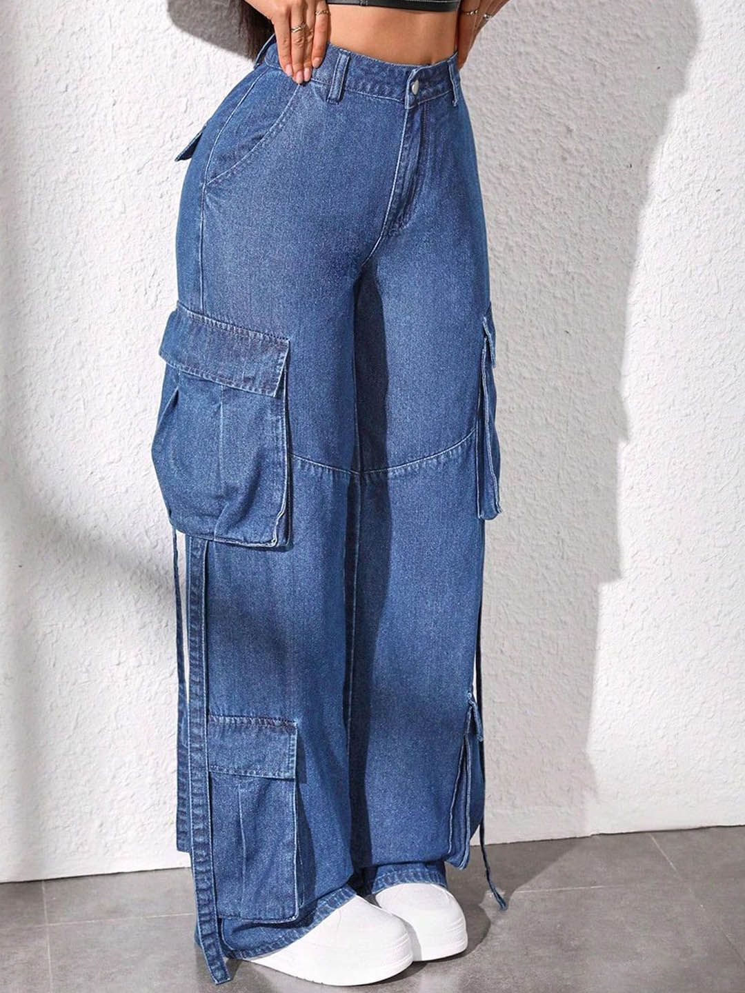 Kotty Women Jean Wide Leg High-Rise Light Fade Stretchable Jeans