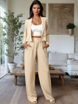 Kotty Lapel Collar Long Sleeves Coat With Trouser