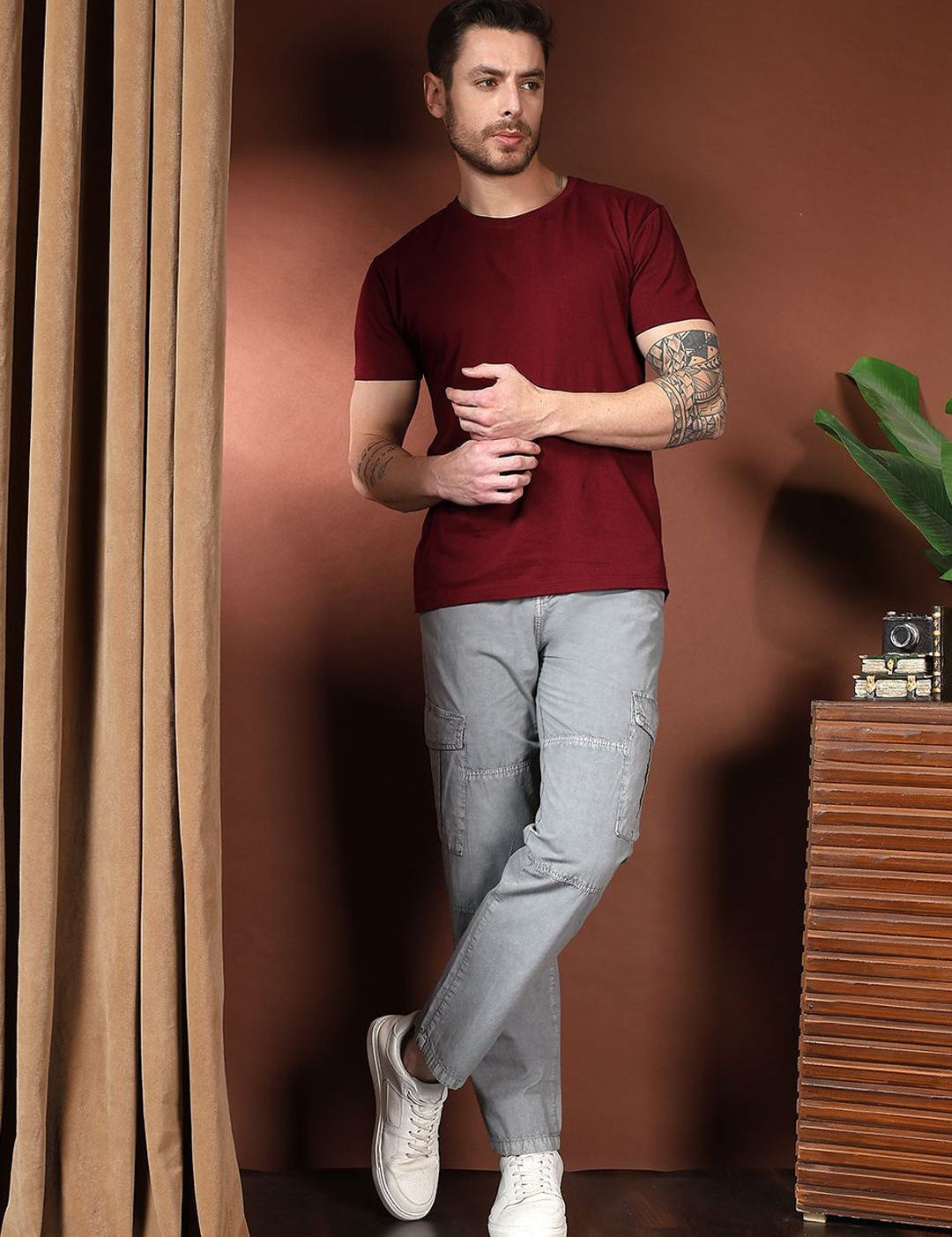 Kotty Men Relaxed Easy Wash Cargos Trousers