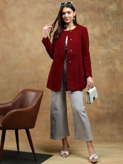 Kotty Solid Round Neck Overcoat