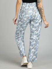 Kotty Women Floral Printed Straight Fit High-Rise Trousers