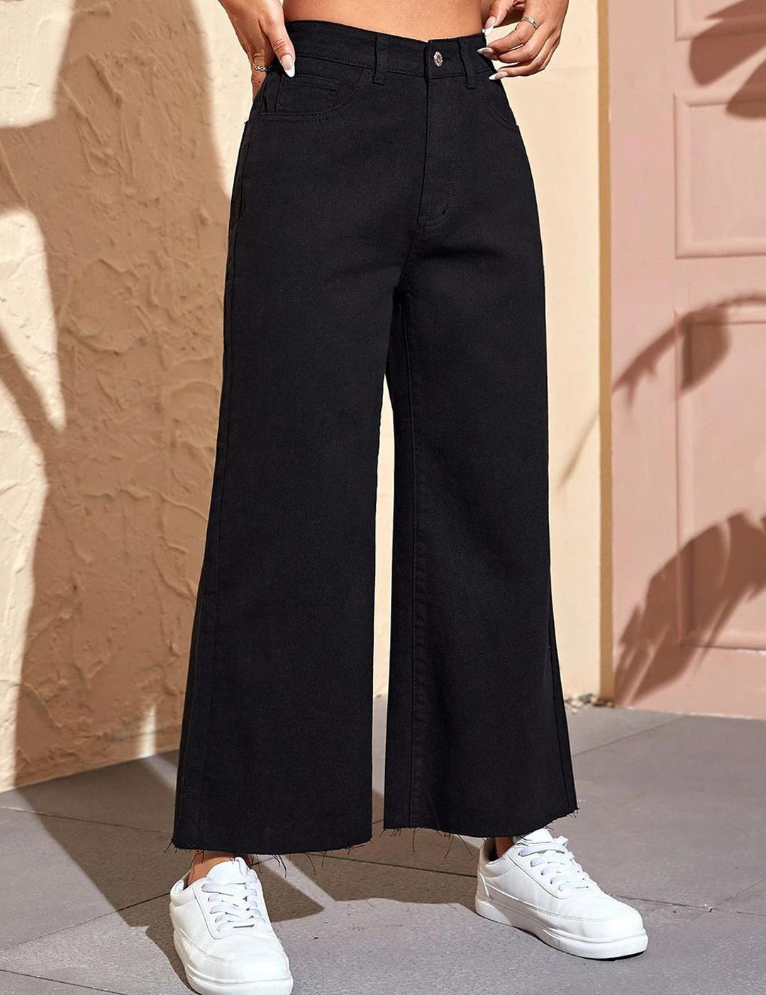 Kotty Women Jean Wide Leg High-Rise Clean Look Stretchable Jeans