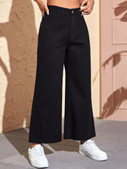 Kotty Women Jean Wide Leg High-Rise Clean Look Stretchable Jeans