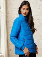 Kotty Women Stand Collar Solid Lightweight Puffer Jacket
